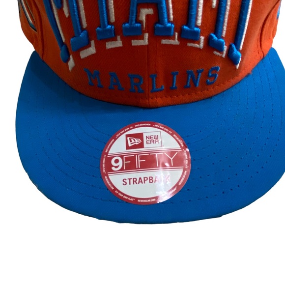 New Era Orange Miami MARLINS Florida Strap Back Baseball Hat MINTY MLB 9Fifty - Picture 10 of 10